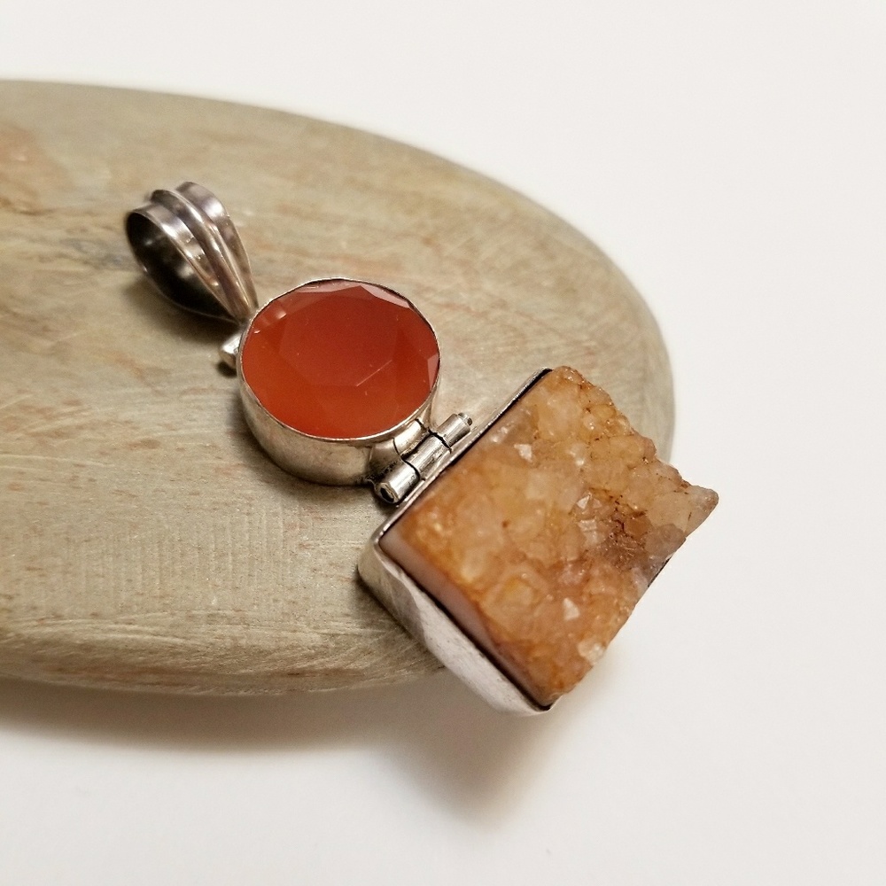 💎Sterling Silver Agate Carnelian PendantChristmas Stocking Stuffers Gift Idea